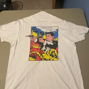 White Graphic Danger Zone Archer shirt from FX TV series Archer